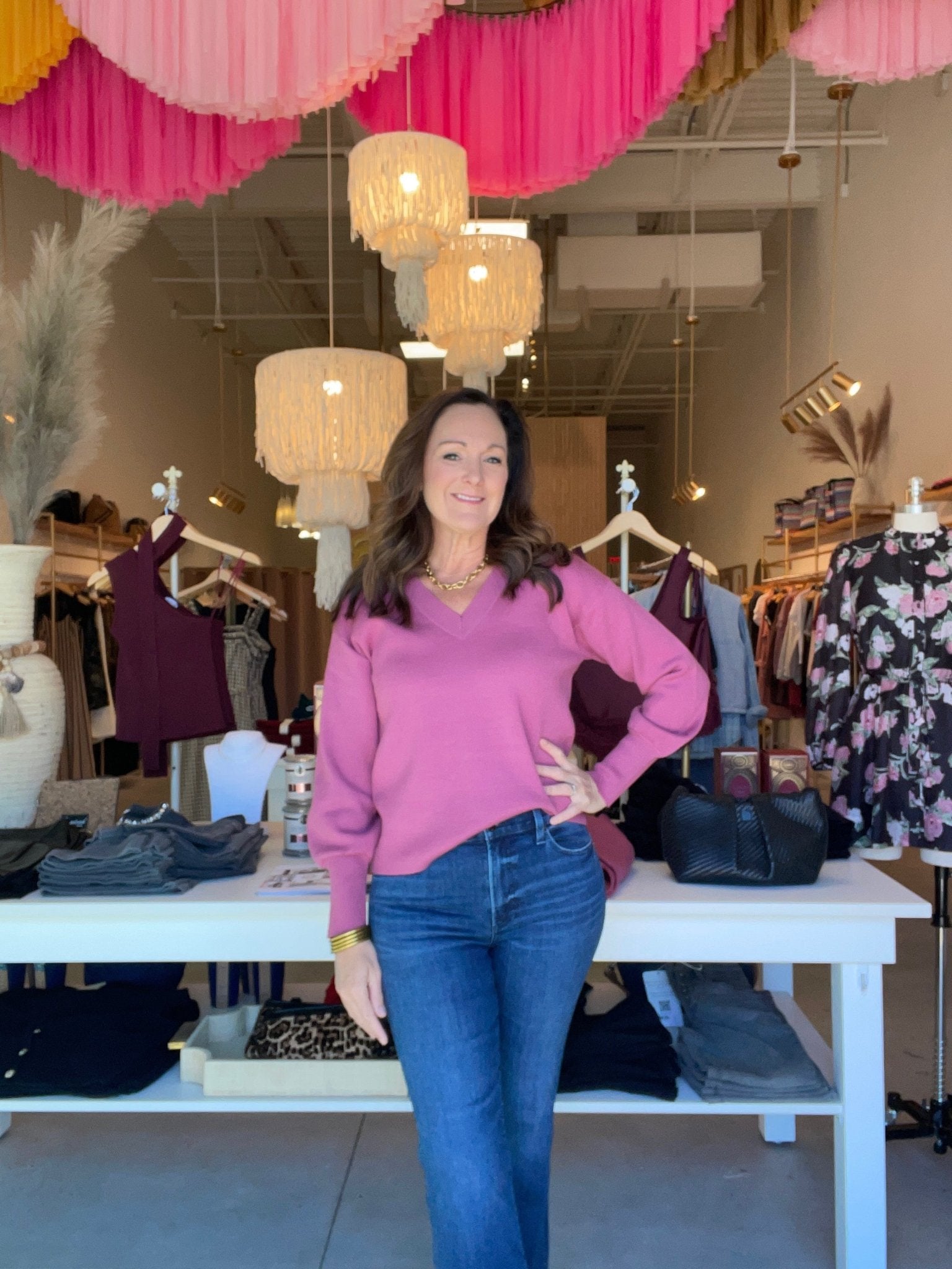 Oat V Neck Sweater Maze Haze - Fleur - De - Lis Boutique