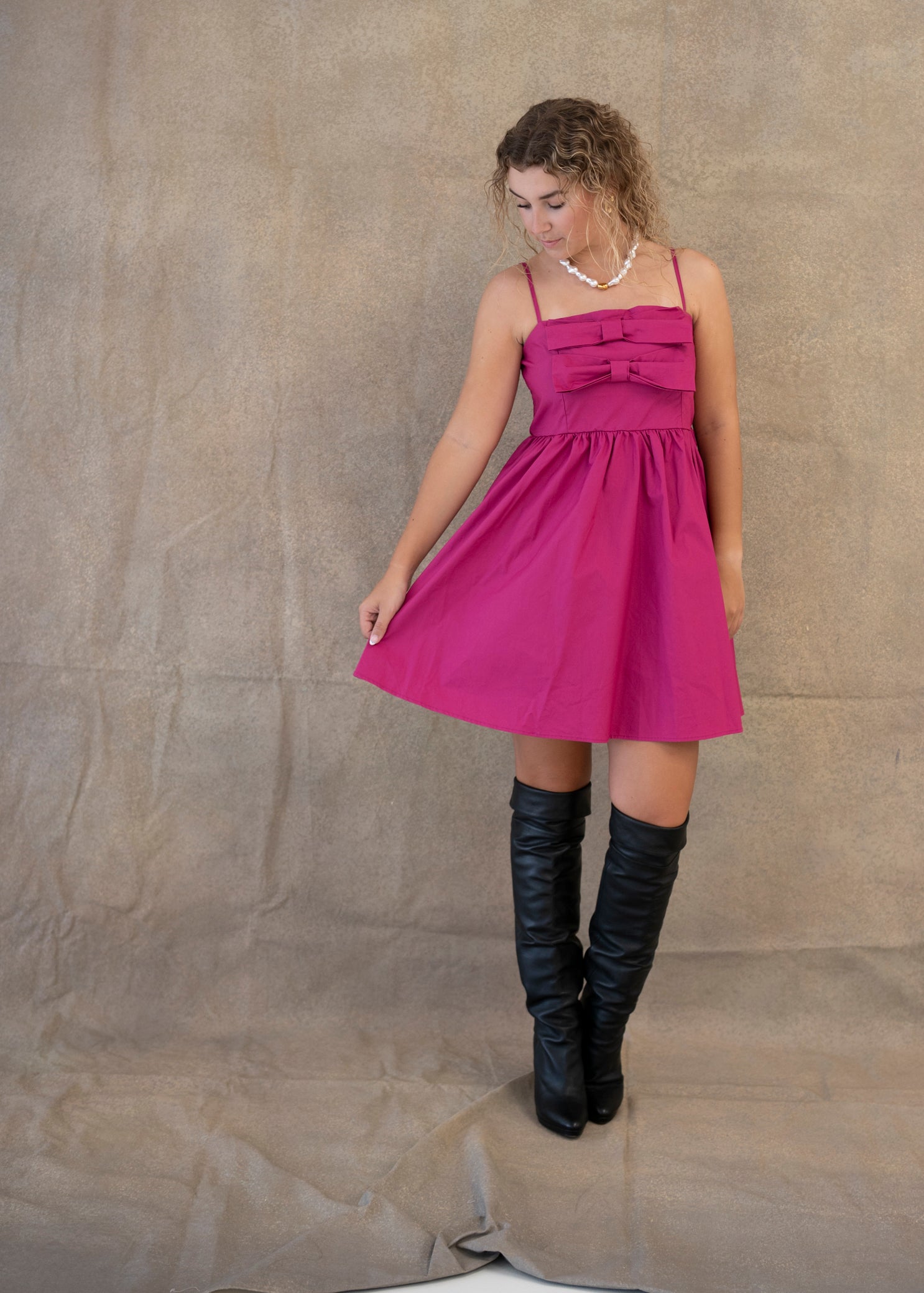 Meet Me In Santorini Deep Pink Poplin Bow Dress - Fleur - De - Lis Boutique