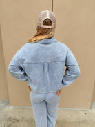 Dex Cropped Knit Overshirt Washed Light Blue - Fleur - De - Lis Boutique