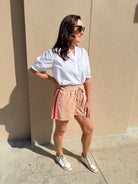 THML Stripe Shorts Beige - Fleur - De - Lis Boutique