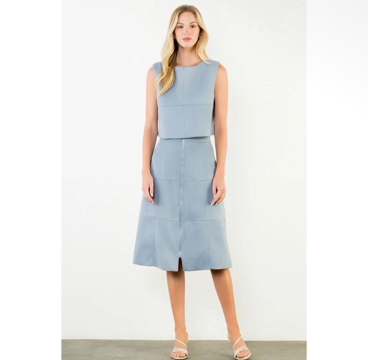THML Blue Faux Suede Sleeveless Top - Fleur-De-Lis Boutique