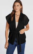 Bishop & Young Coastal Belted Cardigan Black - Fleur-De-Lis Boutique