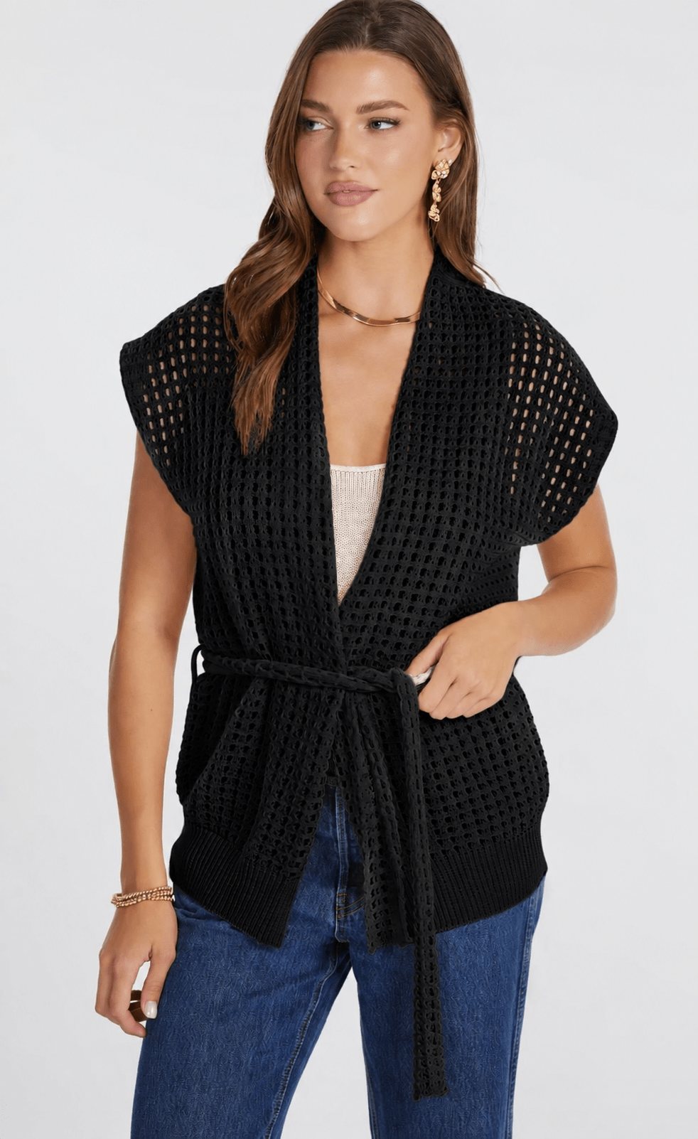 Bishop & Young Coastal Belted Cardigan Black - Fleur-De-Lis Boutique