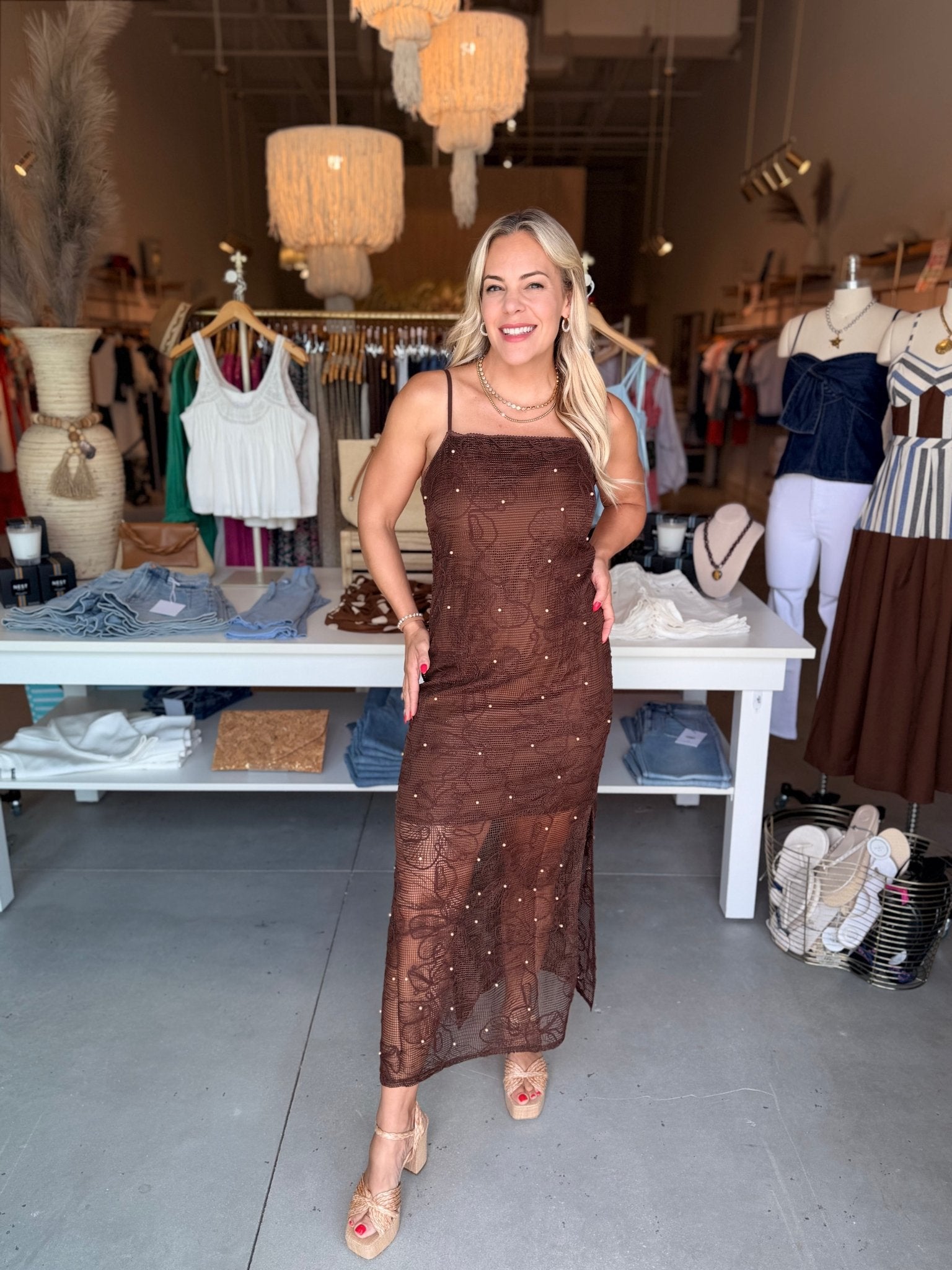 Steve Madden Maureen Midi Dress Chicory - Fleur-De-Lis Boutique