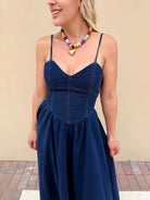 Moon River Hankerchief Hem Denim Midi Dress - Fleur-De-Lis Boutique