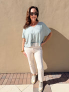Bobi Los Angeles Oversize V - Neck Cloudy Sky - Fleur - De - Lis Boutique