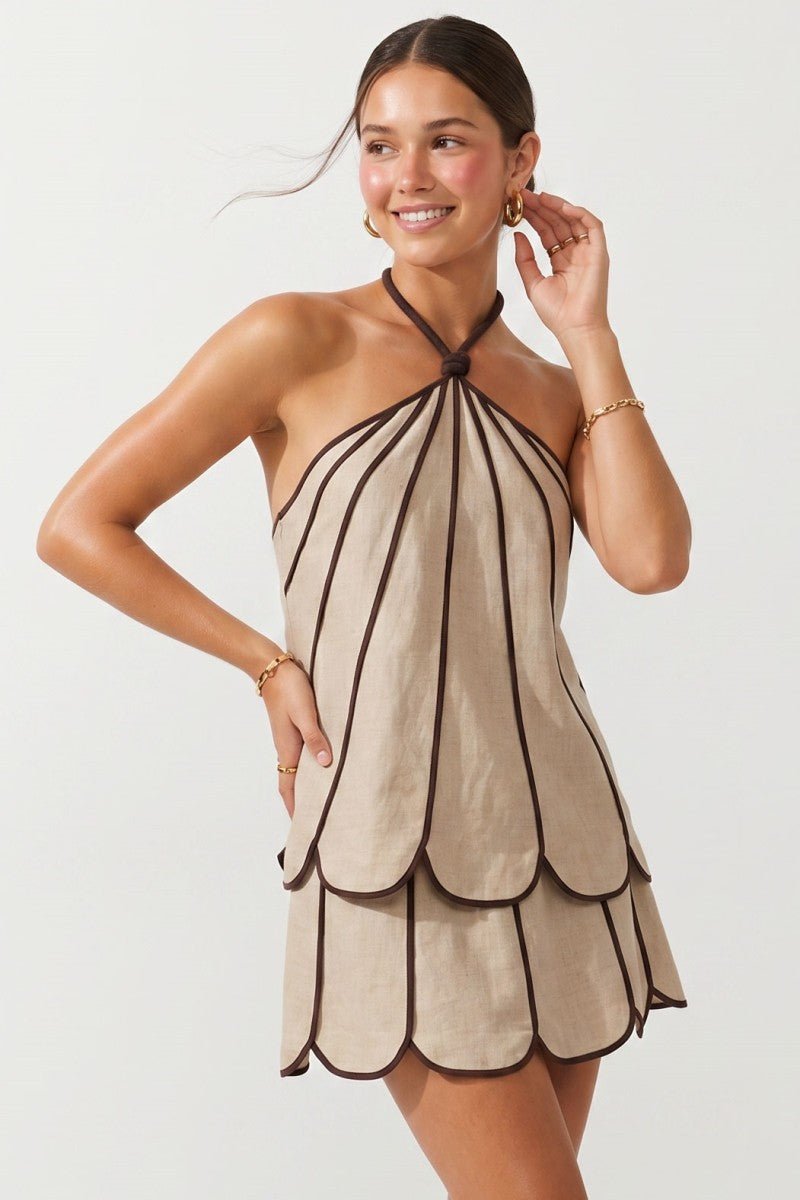 KDL Scalloped Hemmed Halter Top - Fleur-De-Lis Boutique