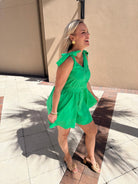 Meet Me In Santorini Green Poplin Short Dress - Fleur - De - Lis Boutique