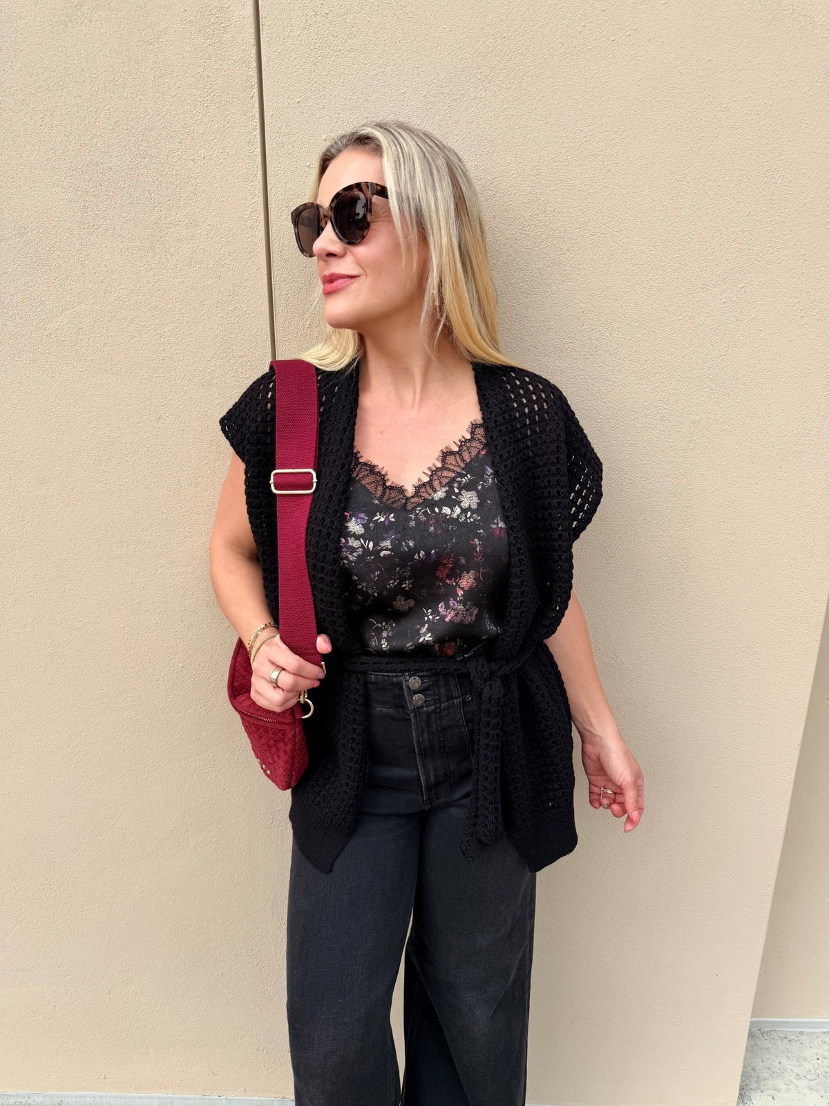 Bishop & Young Coastal Belted Cardigan Black - Fleur-De-Lis Boutique