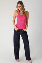 NIKIBIKI Lace Textured Square Neck Tank Aloha Fuchsia - Fleur - De - Lis Boutique