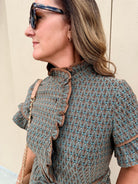 Sincerely Ours Lena Dress Amber Leaf Jacquard - Fleur-De-Lis Boutique
