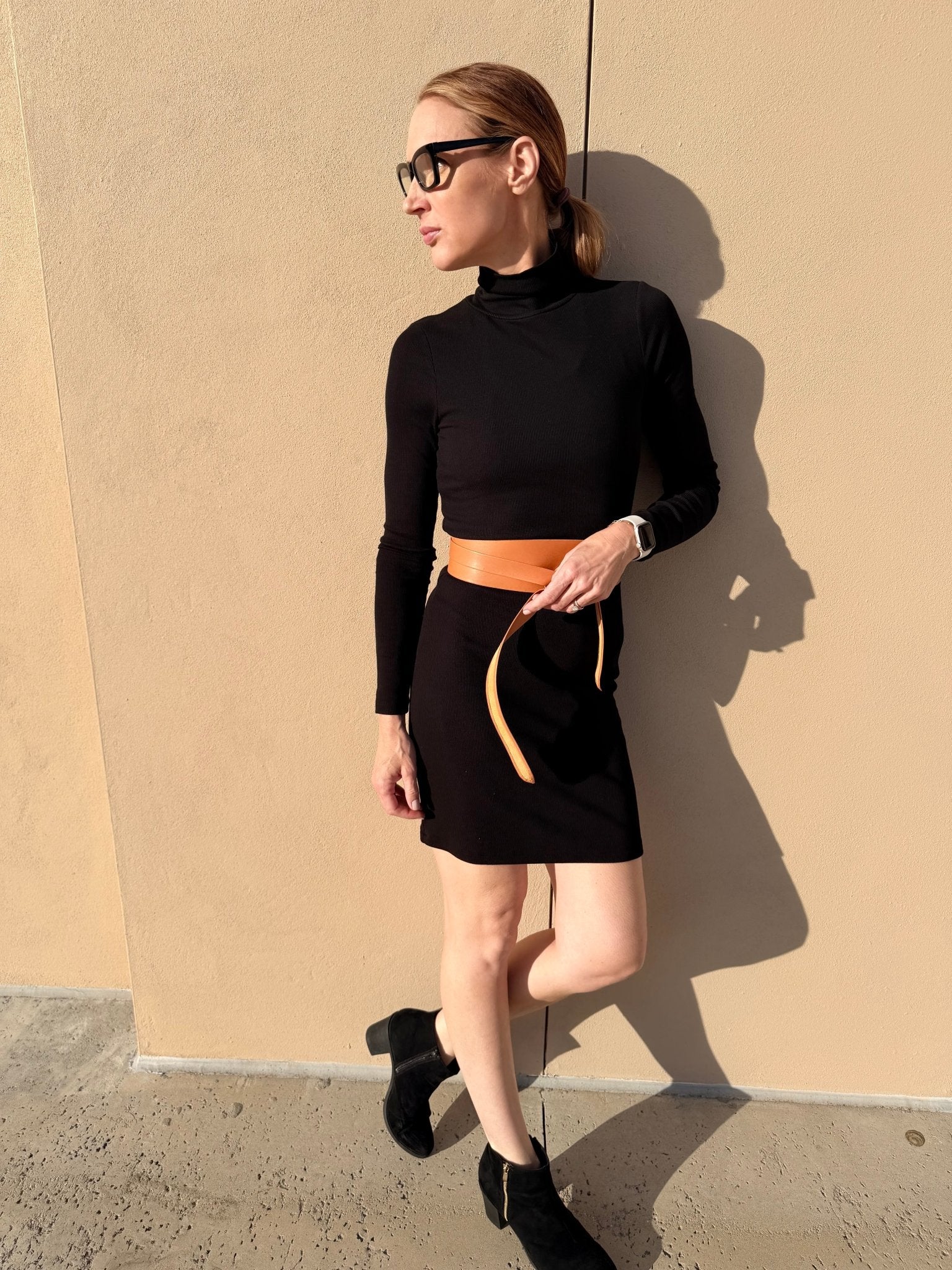 Bobi Los Angeles Turtleneck Long Sleeve Mini Dress Black - Fleur - De - Lis Boutique