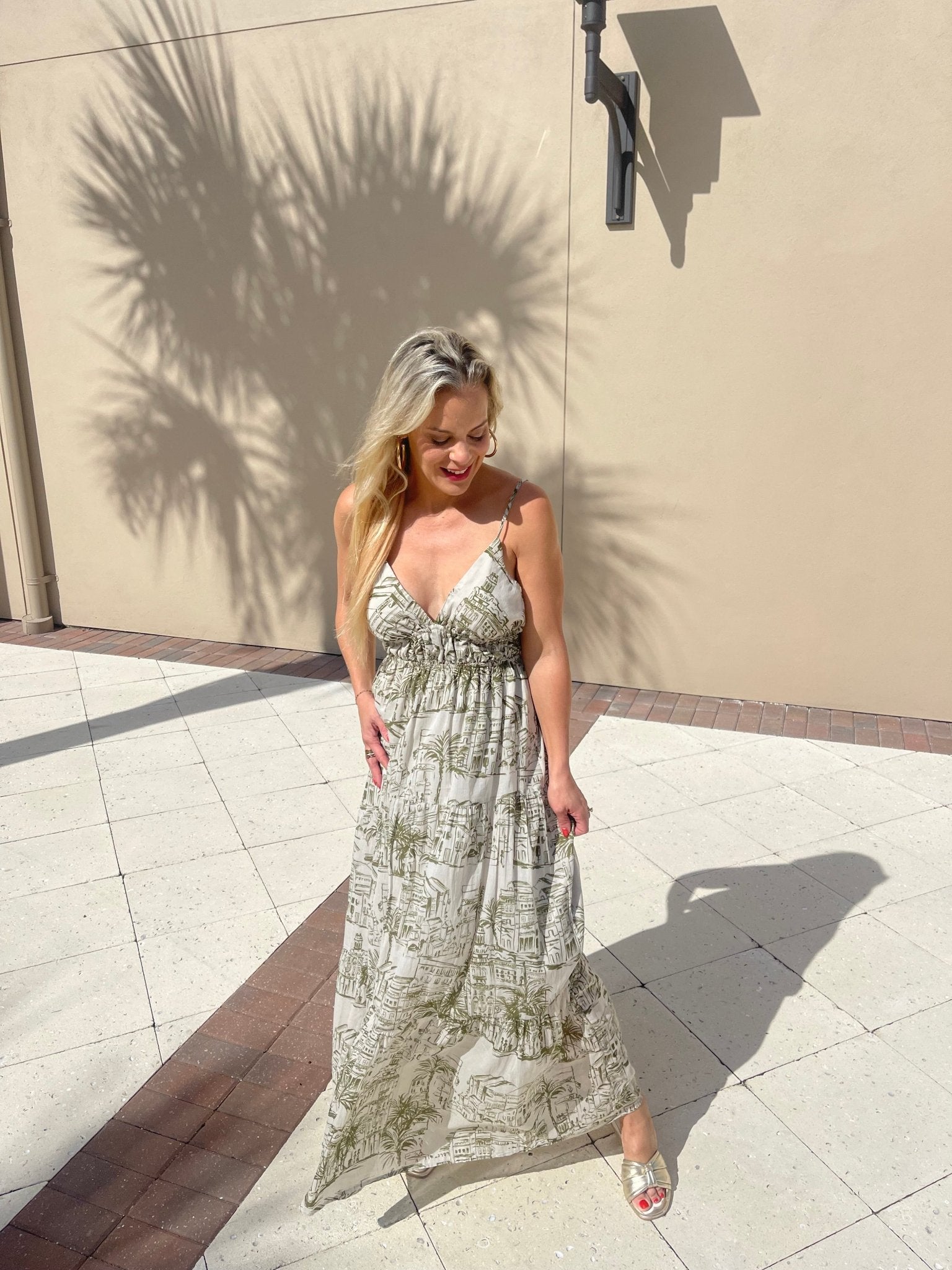 Meet Me In Santorini Olive Sketch Maxi Dress - Fleur - De - Lis Boutique