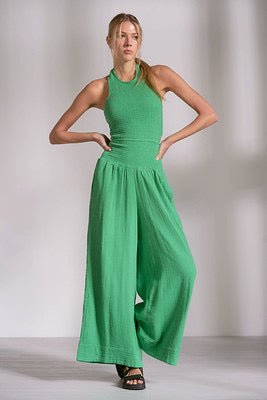 Elan Smocked Halter Wide Leg Jumpsuit - Fleur - De - Lis Boutique
