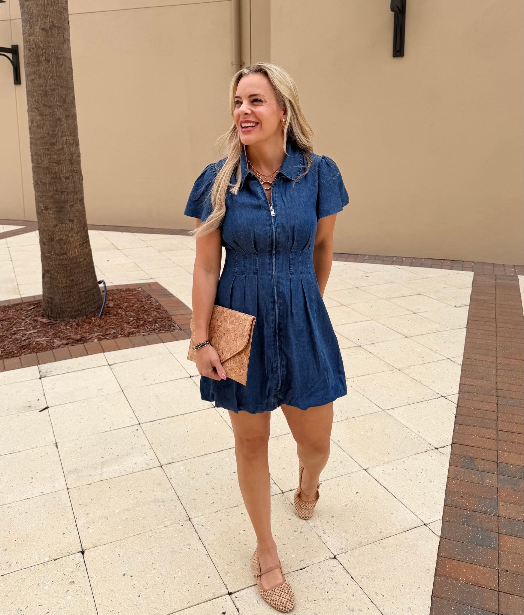 DOLCECABO Denim Zip Bubble Dress - Fleur - De - Lis Boutique