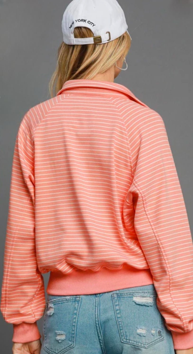 Peaches & Cream Henley Style Sweatshirt - Fleur - De - Lis Boutique