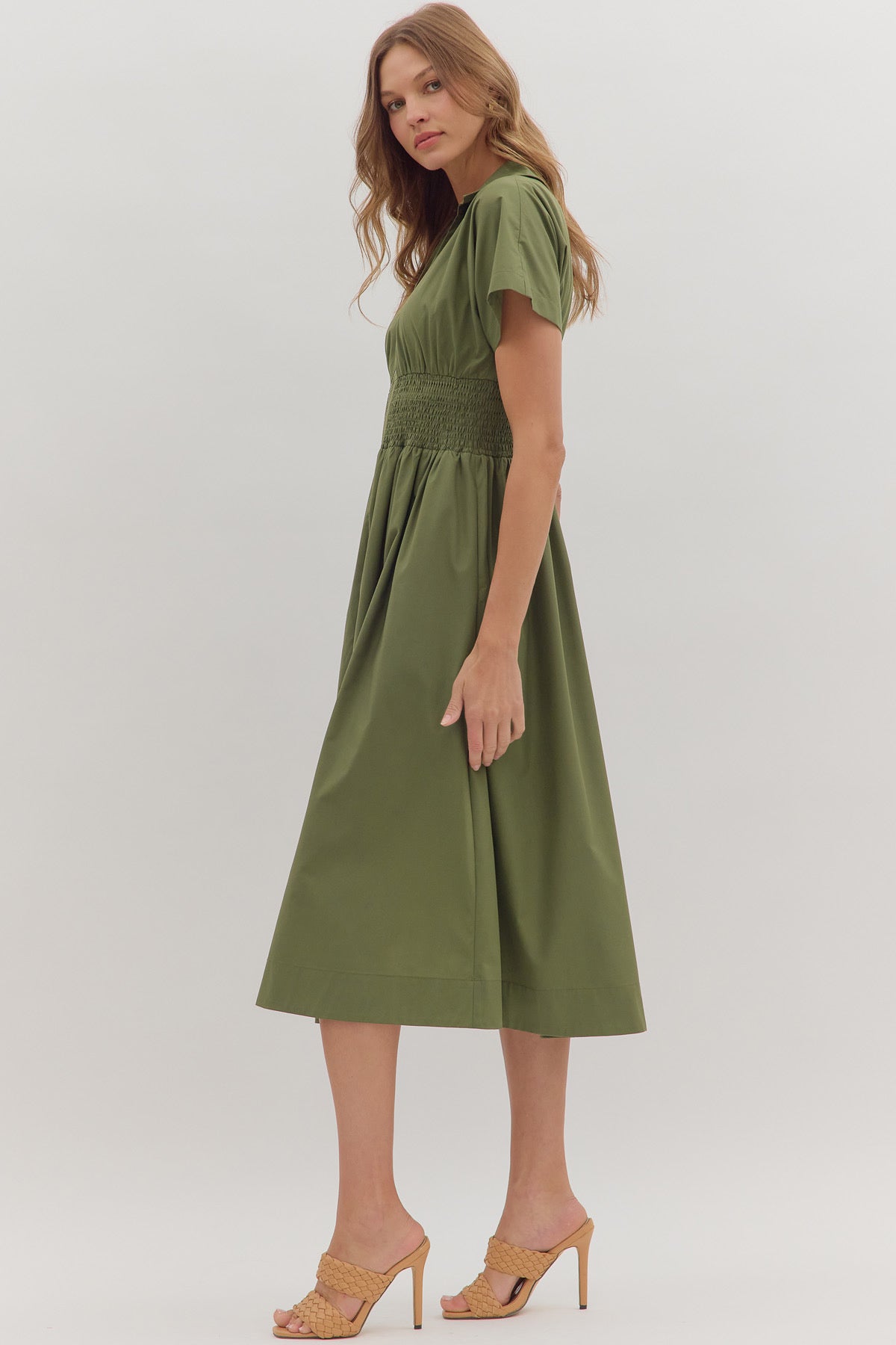 Sophie Zip Dress Olive - Fleur - De - Lis Boutique