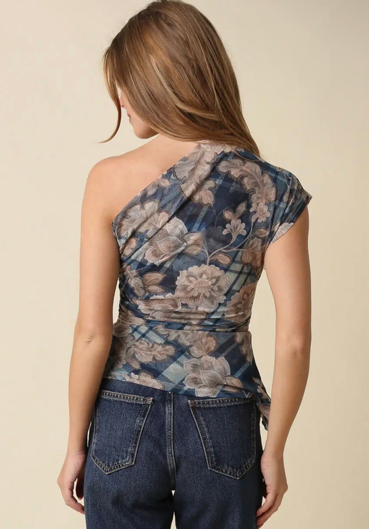 Olivaceous Mia Floral One Shoulder Top - Fleur-De-Lis Boutique