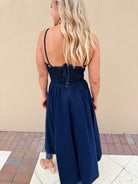 Moon River Hankerchief Hem Denim Midi Dress - Fleur-De-Lis Boutique