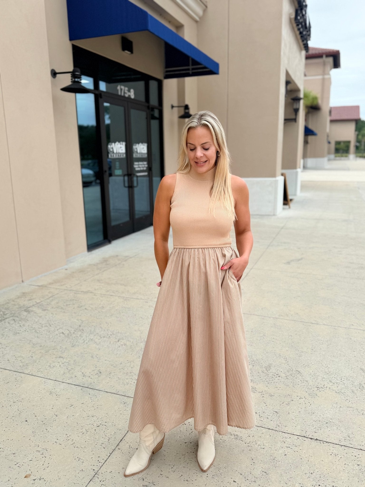 Elan Elise Stripe Midi Dress - Fleur-De-Lis Boutique