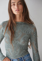 By Together Ophelia Lace Top Light Green - Fleur-De-Lis Boutique
