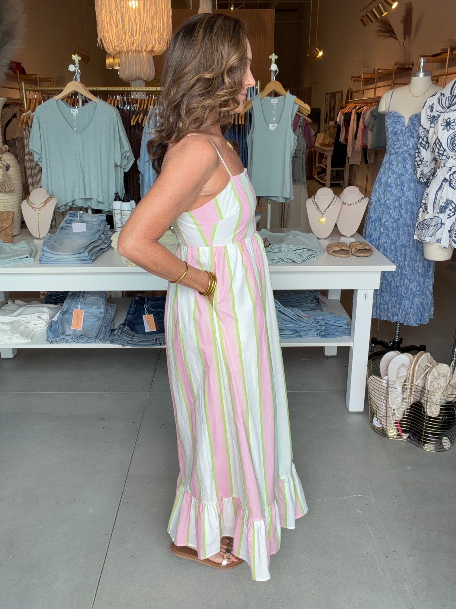 TCEC Sweet Stripe Maxi Dress - Fleur - De - Lis Boutique