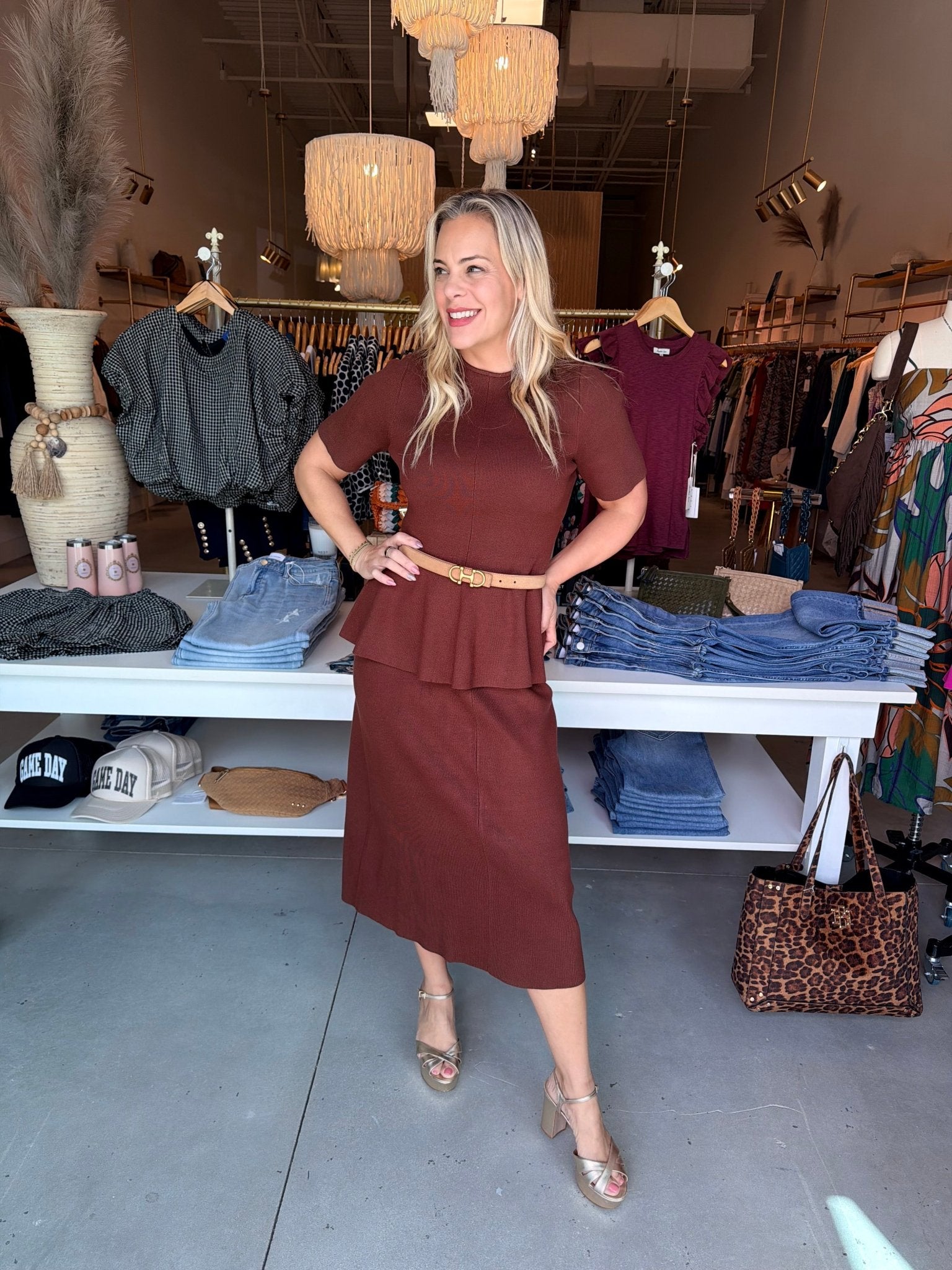 Sincerely Ours Penny Knit Top Mocha - Fleur-De-Lis Boutique