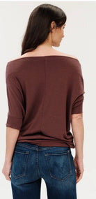 Six Fifty Anywhere Short Sleeve Top Raisin - Fleur-De-Lis Boutique