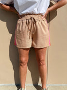 THML Stripe Shorts Beige - Fleur - De - Lis Boutique