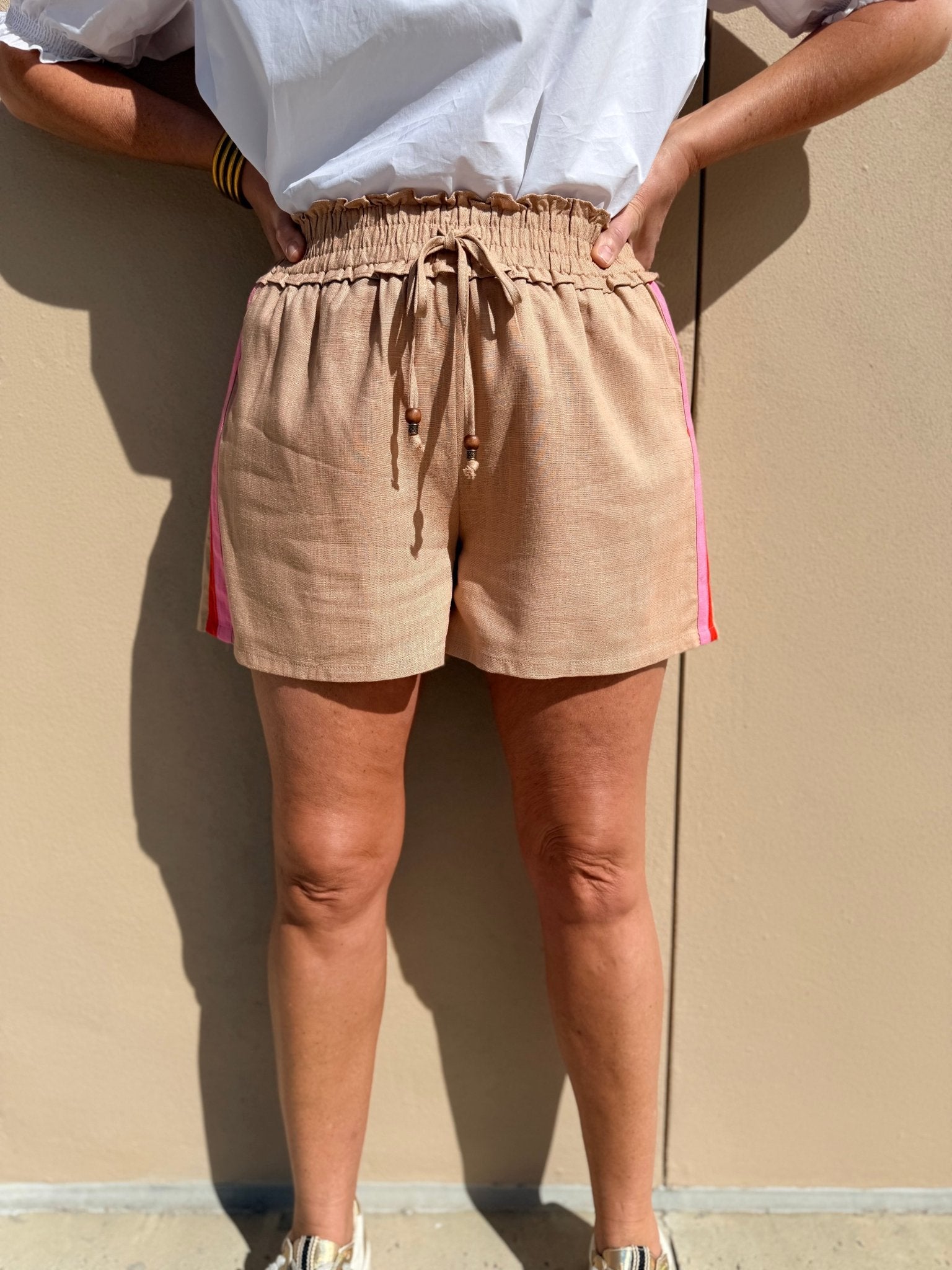 THML Stripe Shorts Beige - Fleur - De - Lis Boutique