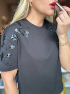 Dear John Maddox Beaded Top Black - Fleur-De-Lis Boutique