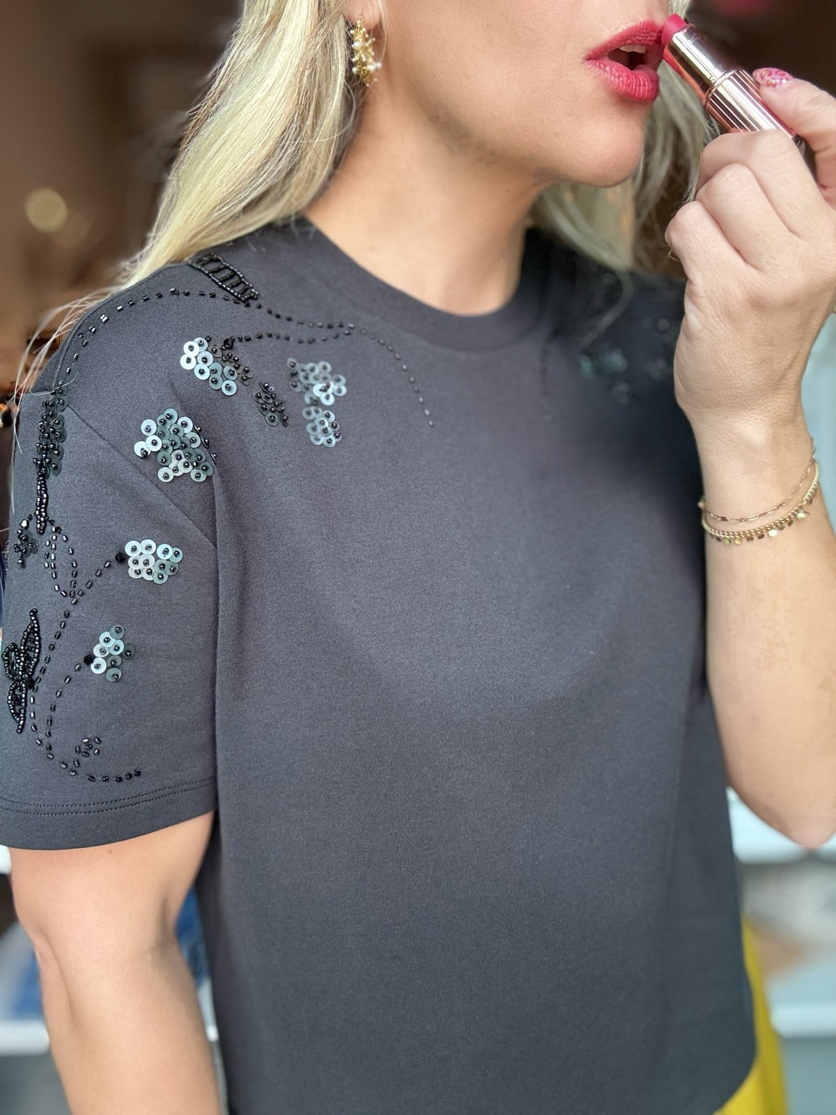 Dear John Maddox Beaded Top Black - Fleur-De-Lis Boutique