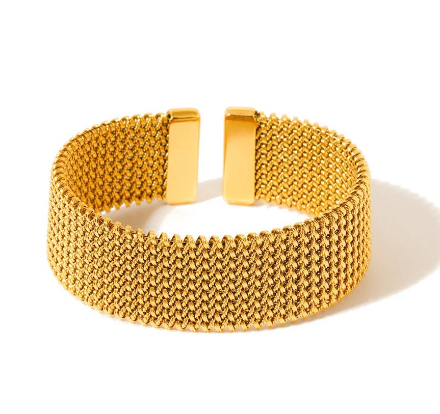Pretty Simple Braided Mesh Cuff Bracelet Waterproof - Fleur-De-Lis Boutique