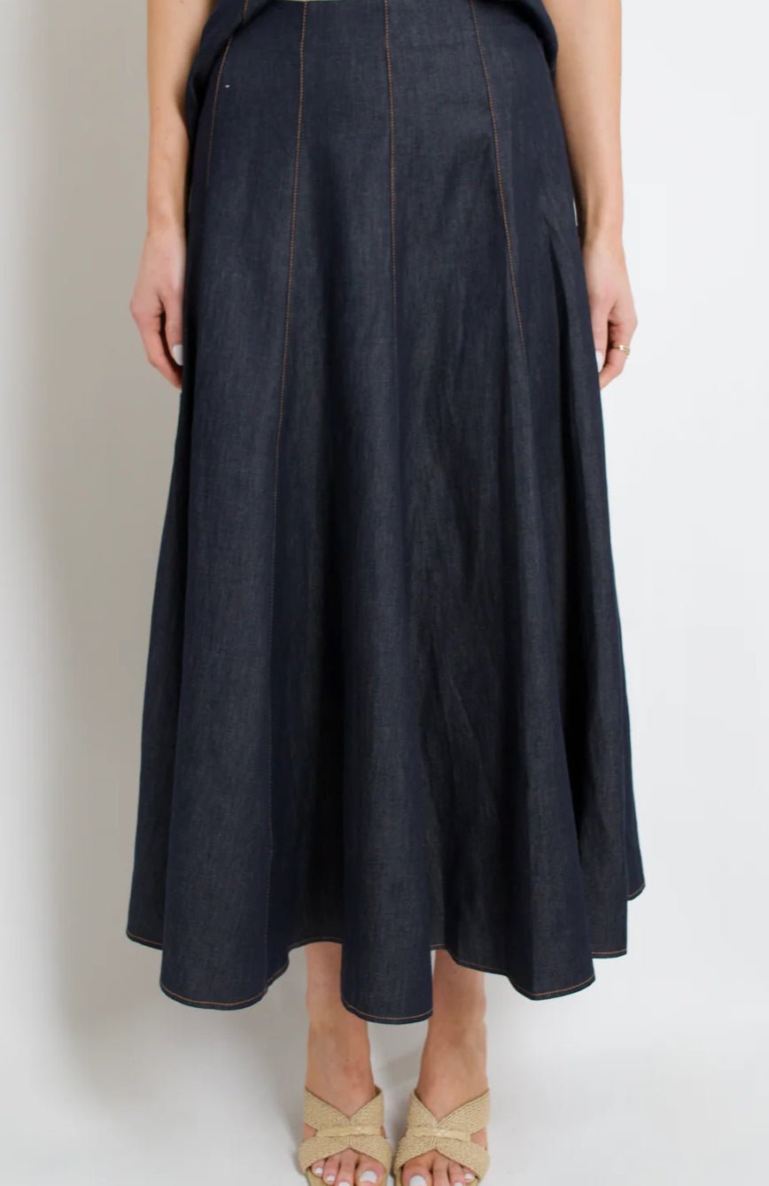 Lucy Paris Nova Circle Skirt Dark Wash Denim - Fleur-De-Lis Boutique