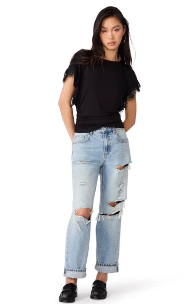 Steve Madden Paloma Knit Top Black - Fleur-De-Lis Boutique