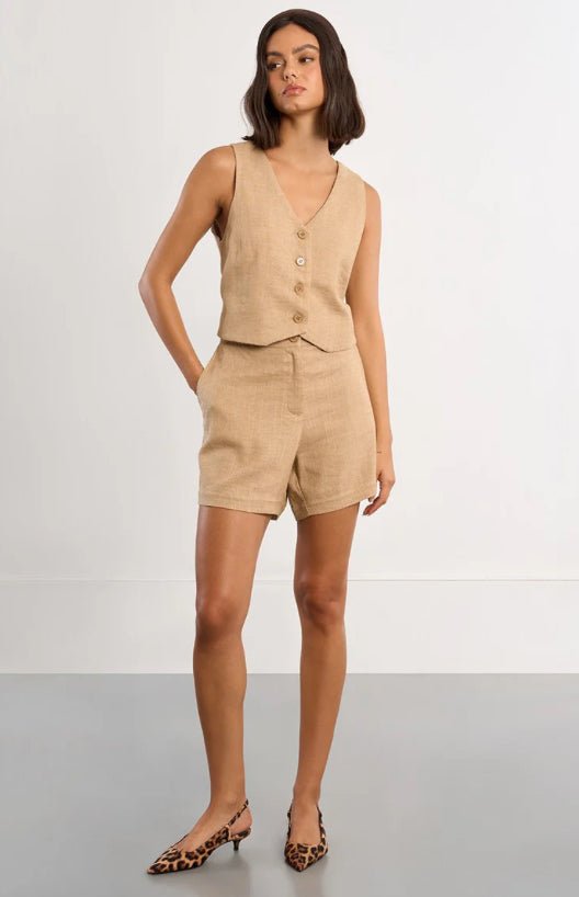 Molly Bracken Woven Shorts Beige - Fleur - De - Lis Boutique
