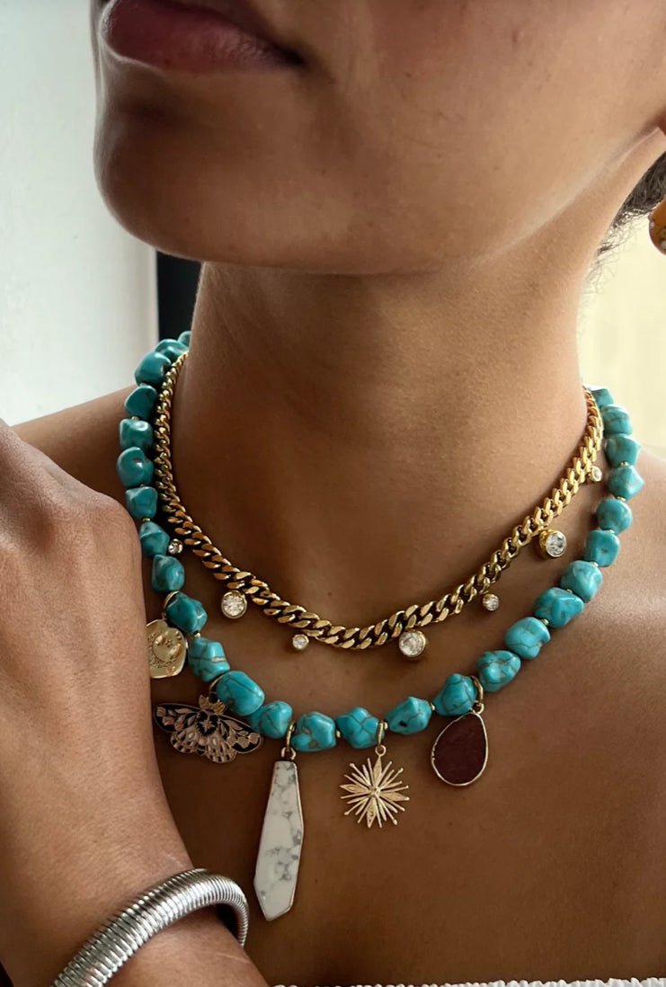 BELJOY Chloe Crystal Cuban Chain Necklace - Fleur-De-Lis Boutique