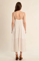 Molly Bracken Midi Gold Stripe Dress White - Fleur - De - Lis Boutique