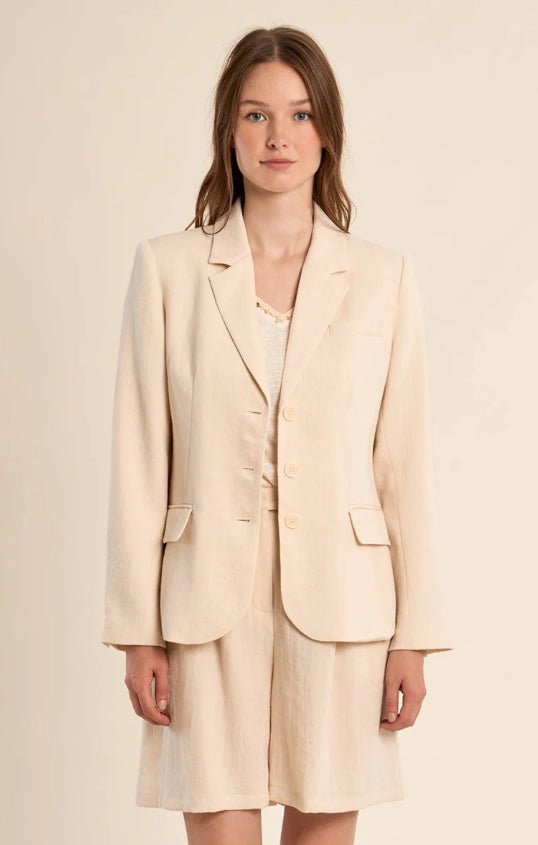 Molly Bracken Woven Blazer Off White - Fleur - De - Lis Boutique