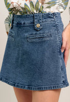 Hearts Eye Denim Skort Medium Indigo - Fleur - De - Lis Boutique