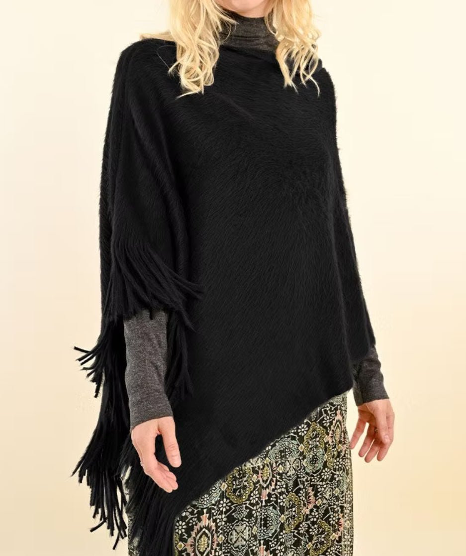 Soft Poncho Black - Fleur - De - Lis Boutique