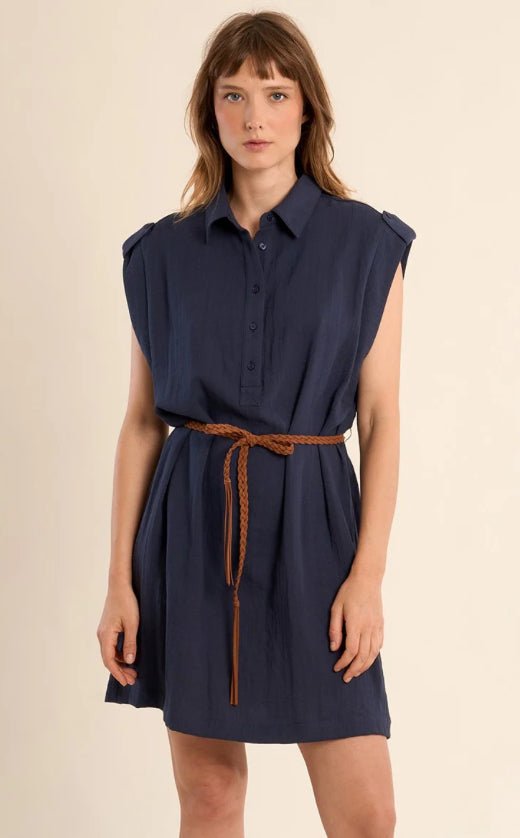 Molly Bracken Navy Woven Dress - Fleur - De - Lis Boutique