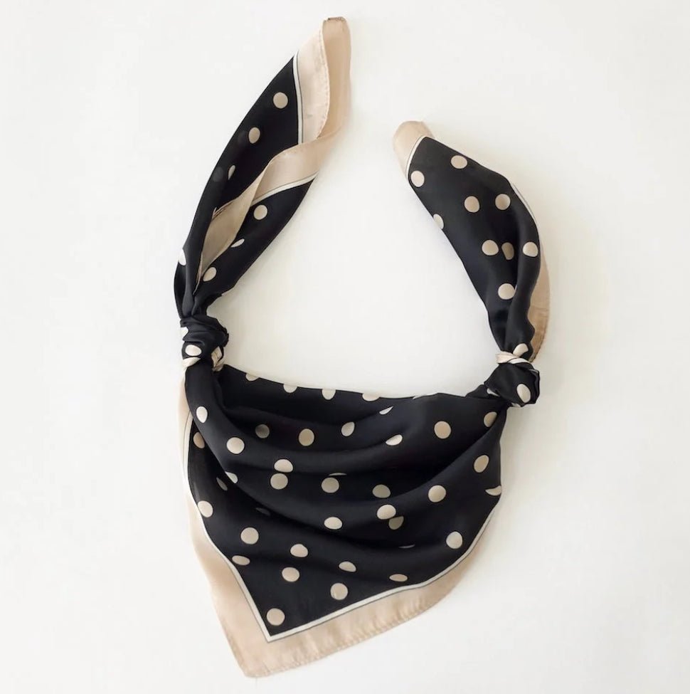 Alice Square Scarf Black Polka Dot - Fleur-De-Lis Boutique
