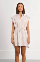 Molly Bracken Woven Tunic Dress Beige Stripe - Fleur - De - Lis Boutique