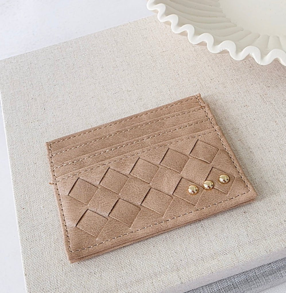 Mariah Woven Small Card Holder Taupe - Fleur-De-Lis Boutique