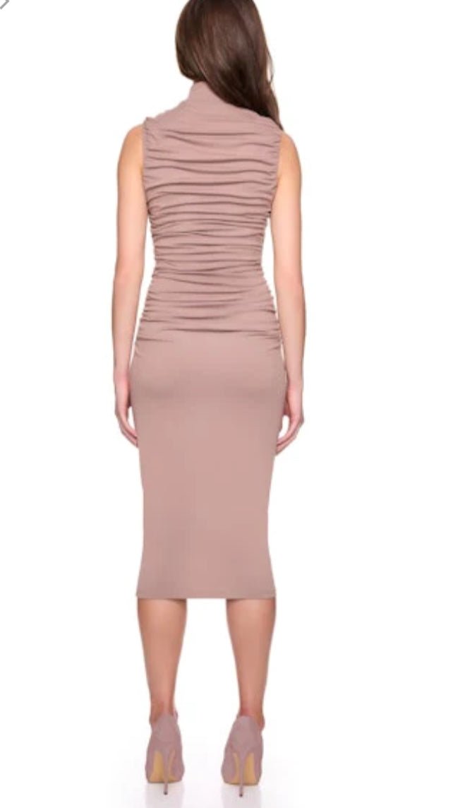Susana Monaco Gathered Mock Neck Sleeveless Midi Dress - Fleur - De - Lis Boutique