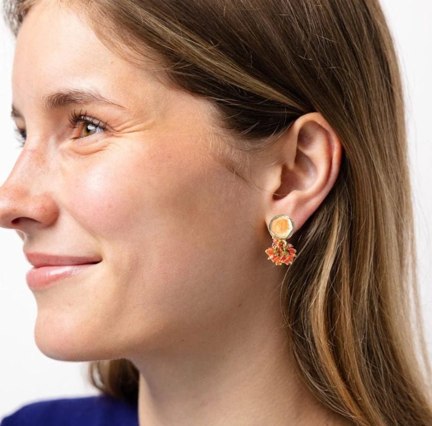 Ink + Alloy Kimberly Enamel Earrings Coral - Fleur - De - Lis Boutique