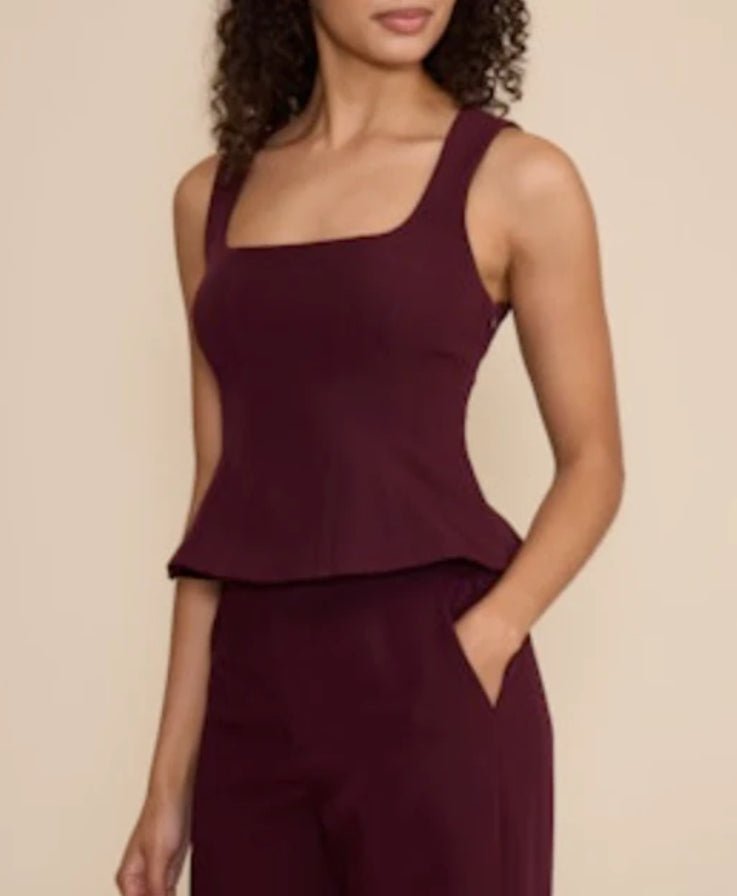 Lucy Paris Leanne Peplum Top Wine - Fleur-De-Lis Boutique