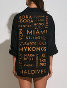 Elan Traveler Button Down Cover Up Black - Fleur - De - Lis Boutique