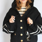 Oat Crop Knit Hoodie Stripe Sleeve - Fleur - De - Lis Boutique